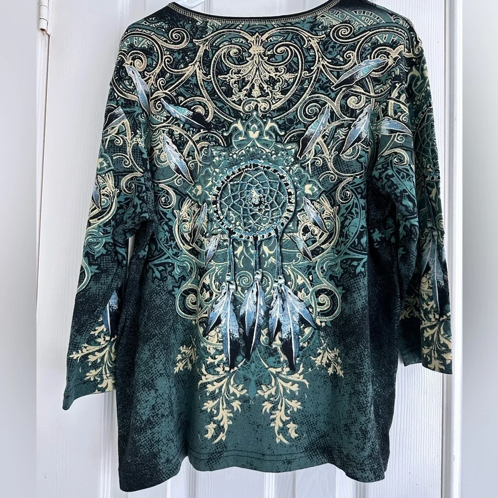 NWOT vintage Cactus Bay top with sequins dreamcatcher and feathers size XXL - Picture 3 of 5